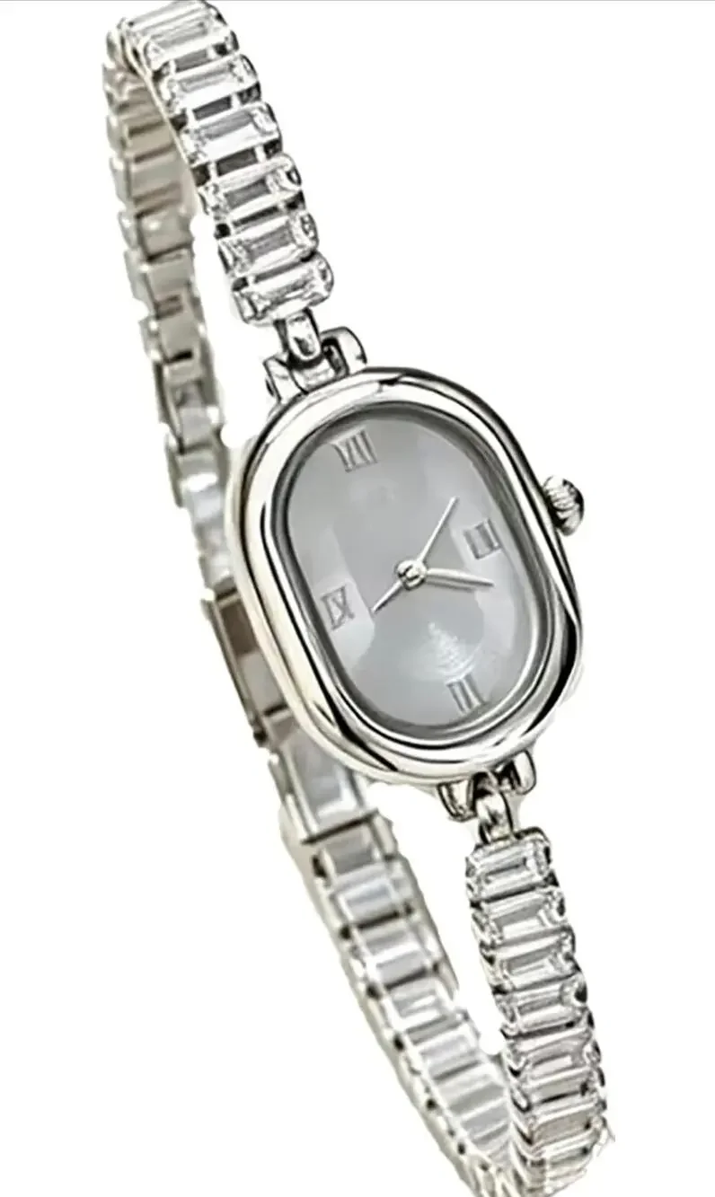 VILKFY Women’s Oval Green Dial Quartz Watch Crystal Bracelet Wrist Watch